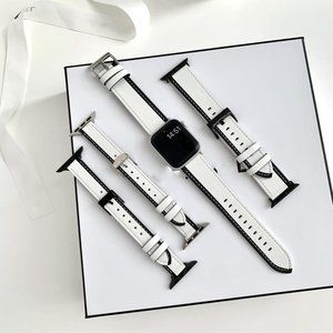 Luxury black and white watch band genuine leather watch band for apple series 1